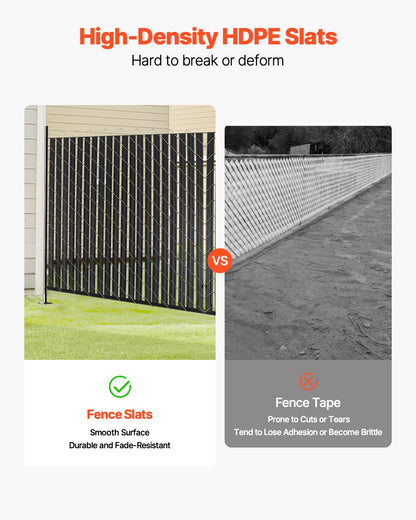 Bottom Locking Privacy Slats, Double-Wall Vertical Bottom-Locking Slats with Wings for Chain-Link Fence, High-Density HDPE Chain Link Slats Ideally Fit 2.4 m High Fence for Garden Farm(Black)