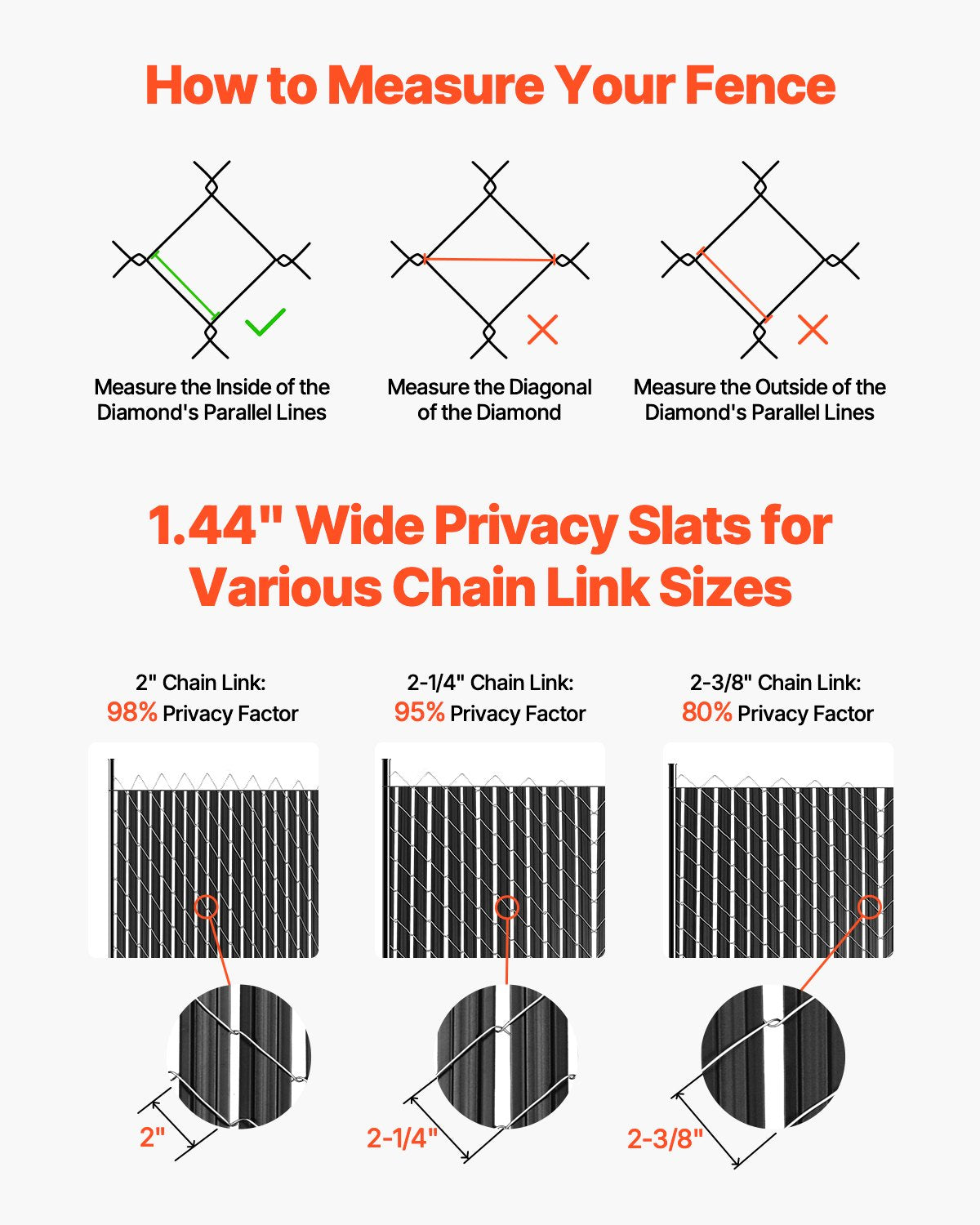 Bottom Locking Privacy Slats, Double-Wall Vertical Bottom-Locking Slats with Wings for Chain-Link Fence, High-Density HDPE Chain Link Slats Ideally Fit 2.4 m High Fence for Garden Farm(Black)