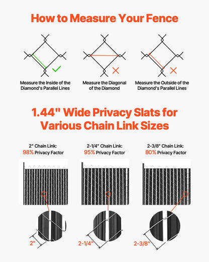 Bottom Locking Privacy Slats, Double-Wall Vertical Bottom-Locking Slats with Wings for Chain-Link Fence, High-Density HDPE Chain Link Slats Ideally Fit 2.4 m High Fence for Garden Farm(Black)