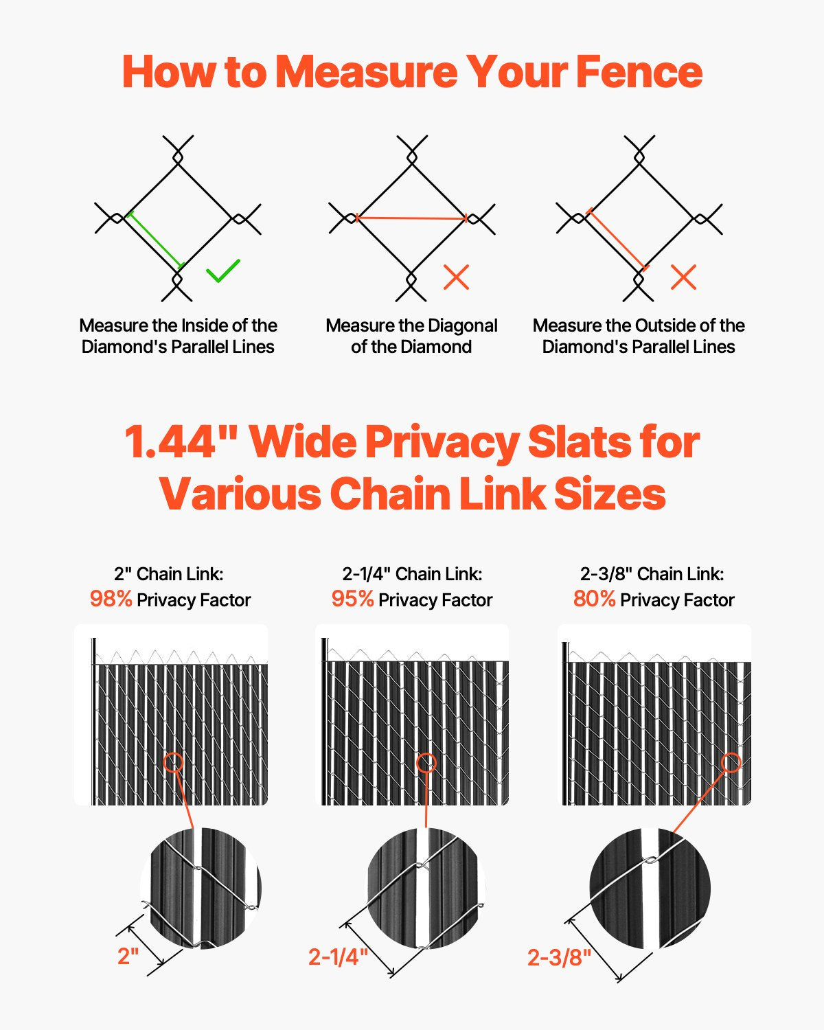 Bottom Locking Privacy Slats, Double-Wall Vertical Bottom-Locking Slats with Wings for Chain-Link Fence, High-Density HDPE Chain Link Slats Ideally Fit 1.8 m High Fence for Garden Farm(Black)