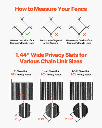 Bottom Locking Privacy Slats, Double-Wall Vertical Bottom-Locking Slats with Wings for Chain-Link Fence, High-Density HDPE Chain Link Slats Ideally Fit 1.8 m High Fence for Garden Farm(Black)
