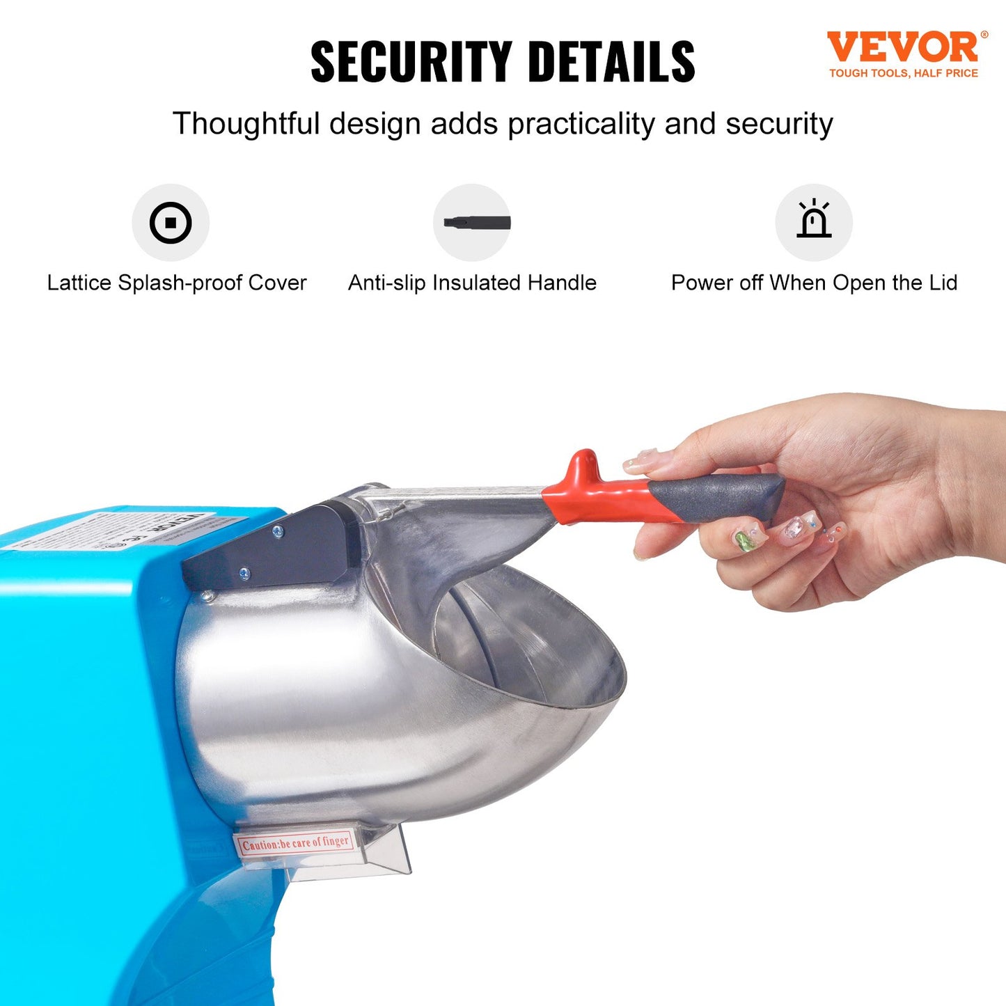 VEVOR Ice Crushers Machine, 220lbs Per Hour Electric Snow Cone Maker with 4 Blades,