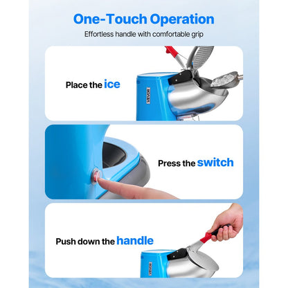 VEVOR Commercial Ice Crusher 100KG/H Electric Snow Cone Maker Shaved Ice Blue