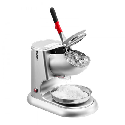 VEVOR Commercial Ice Crusher 100KG/H Electric Snow Cone Maker Shaved Ice Silver