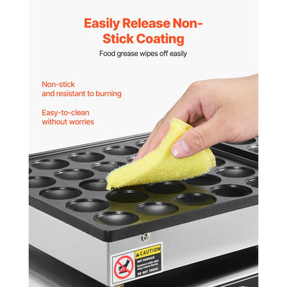 50PCS Mini Dutch Pancake Maker Commercial Dorayaki Baker Non-stick 1800W