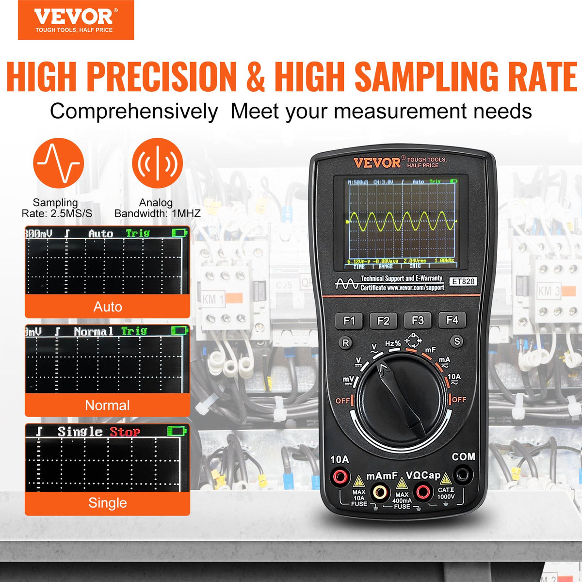 VEVOR 2-in-1 Handheld Digital Oscilloscope, 2.5MS/S Sampling Rate, 1MHZ Bandwidth