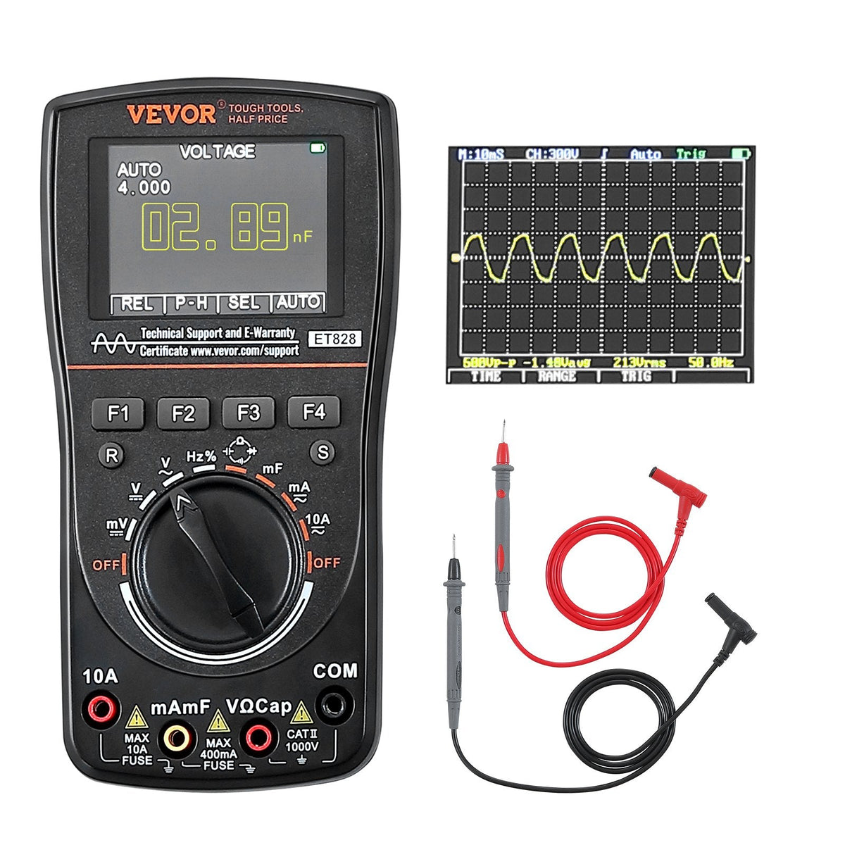 2-in-1 Handheld Digital Oscilloscope Multimeter, 2.5MS/S, 1MHz Bandwidth