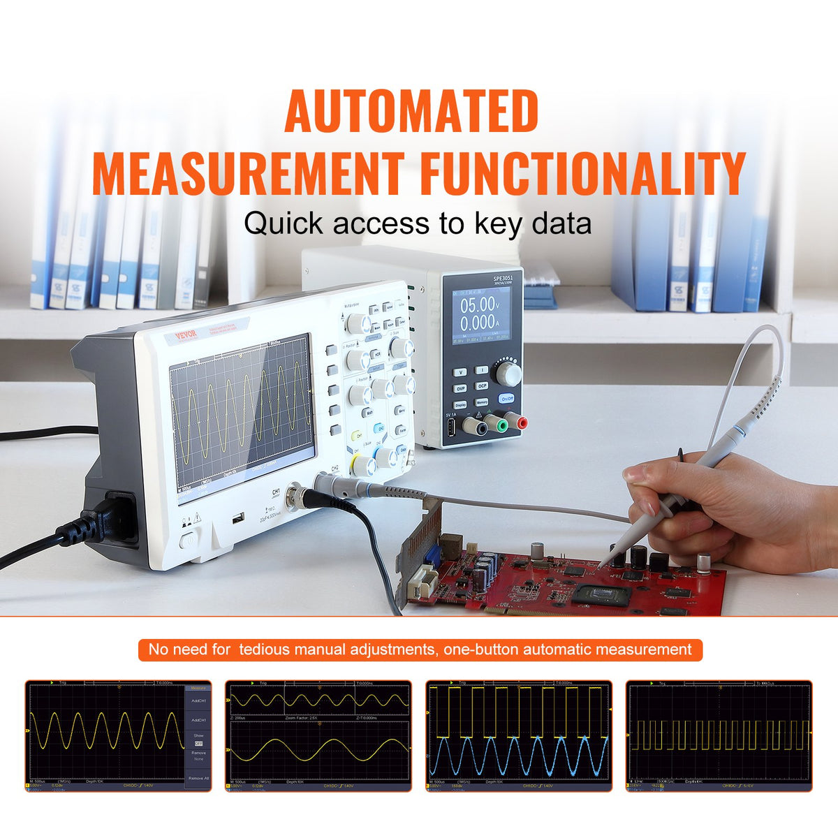 VEVOR Digital Oscilloscope, 1GS/S Sampling Rate, 100MHZ Bandwidth 2 Channels Portable
