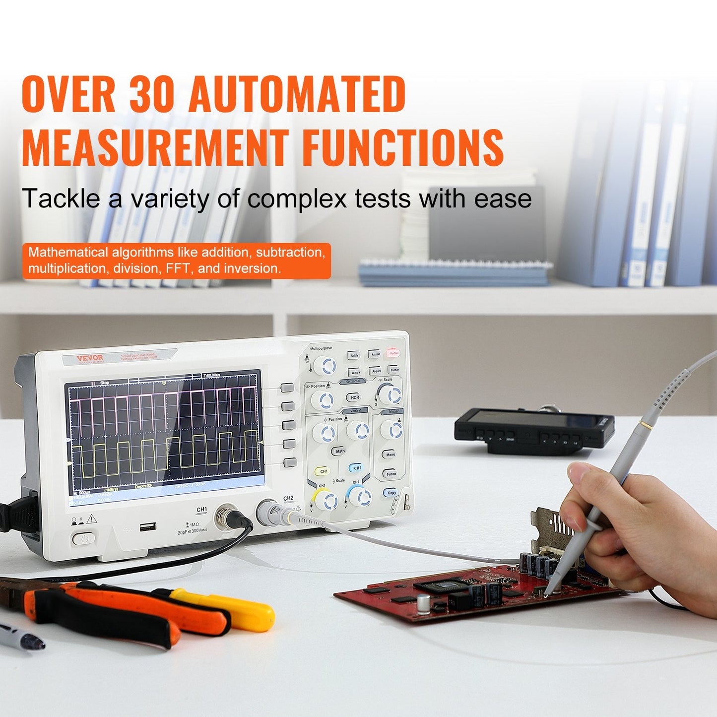 Portable Digital Oscilloscope, 1GS/s, 100MHz, Dual Channel, 1.4 kg, LCD Display
