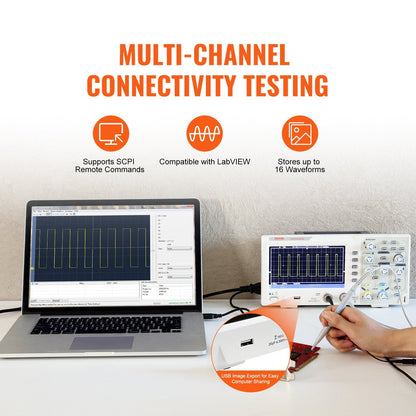 Portable Digital Oscilloscope, 1GS/s, 100MHz, Dual Channel, 1.4 kg, LCD Display