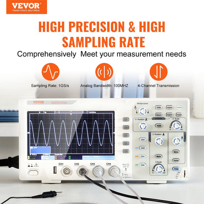100MHz Bandwidth Portable Oscilloscope with 1GS/s Sampling Rate, 4 Channels