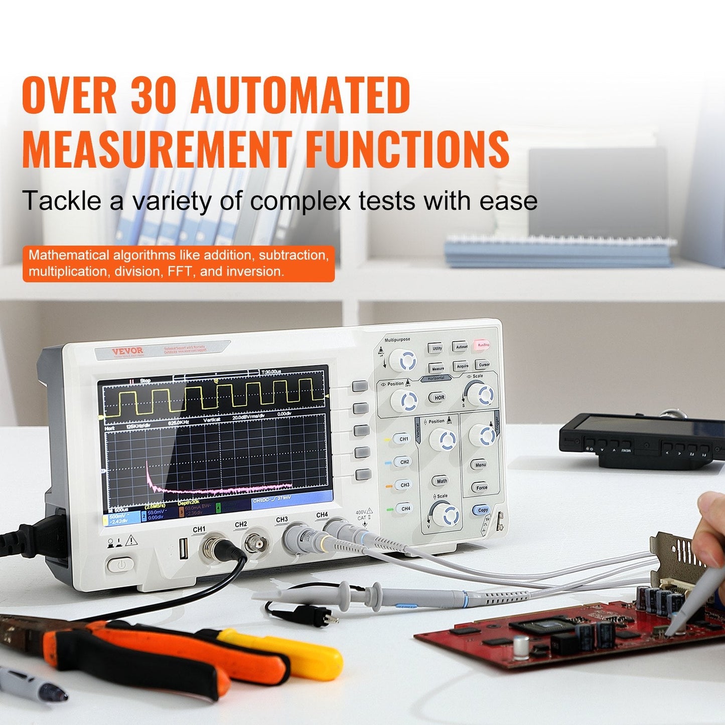 100MHz Bandwidth Portable Oscilloscope with 1GS/s Sampling Rate, 4 Channels
