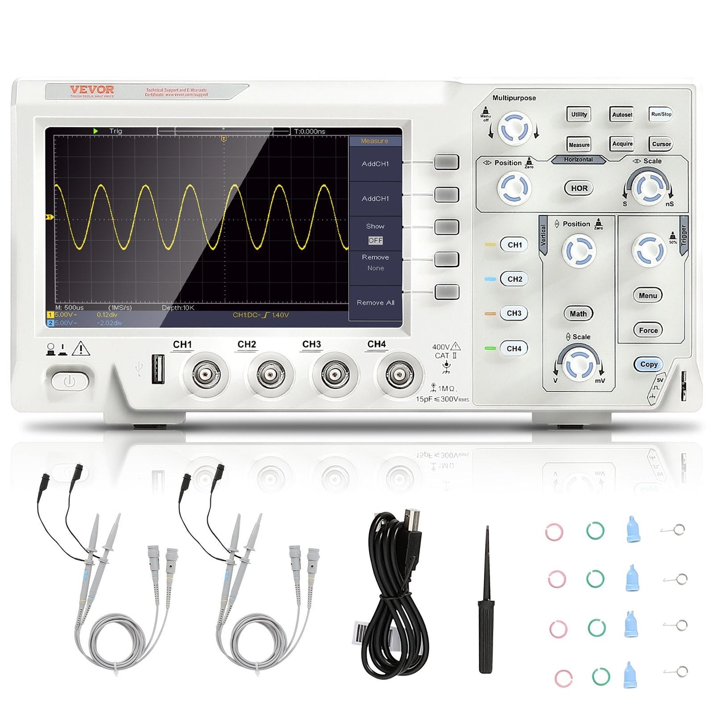 100MHz Bandwidth Portable Oscilloscope with 1GS/s Sampling Rate, 4 Channels