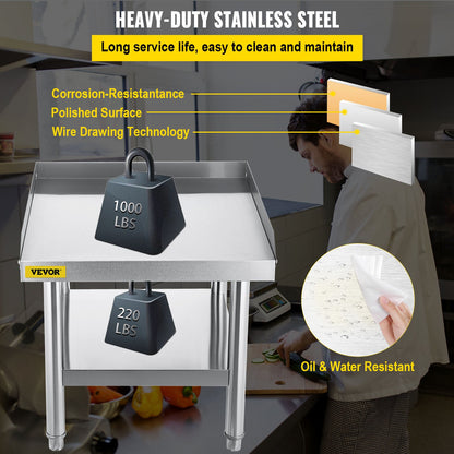 VEVOR Stainless Steel Table for Prep & Work 61x61 cm Kitchen Equipment Stand