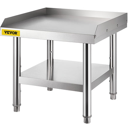 Stainless Steel Kitchen Table with Storage, 61x61 cm, 550 kg Load Capacity