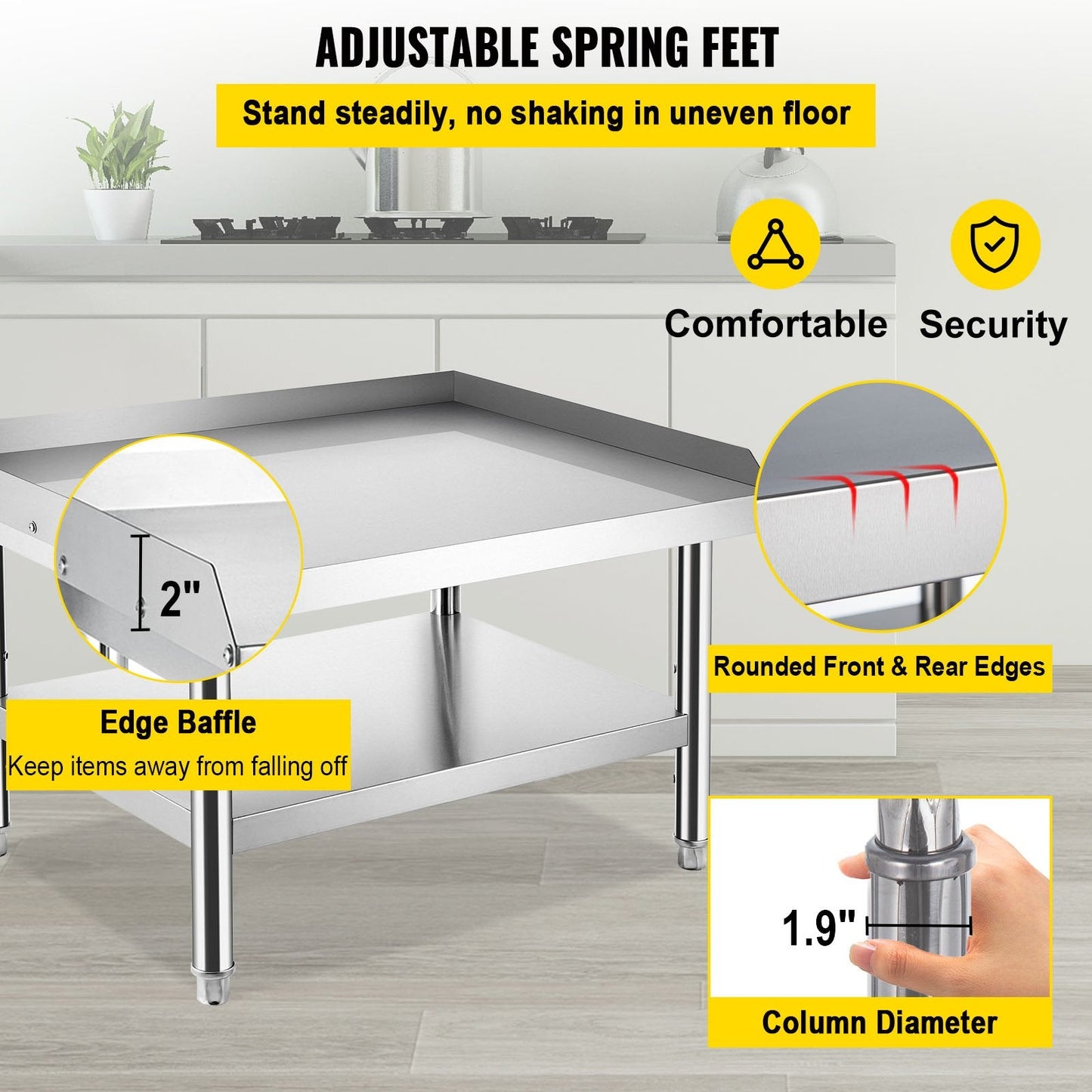 Stainless Steel Grill Stand Table with Adjustable Undershelf, 450 kg Capacity