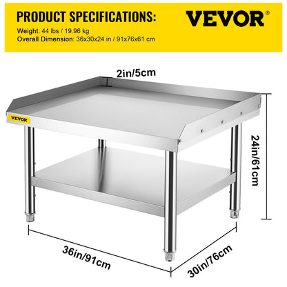 VEVOR Stainless Steel Equipment Grill Stand, 36 x 30 x 24 Inches Stainless Table,