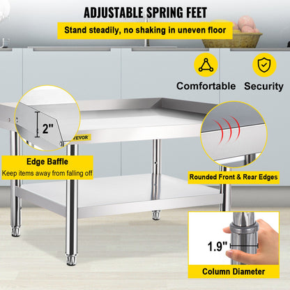 VEVOR Stainless Steel Equipment Grill Stand, 122 x 76 x 61cm Stainless Table, Grill