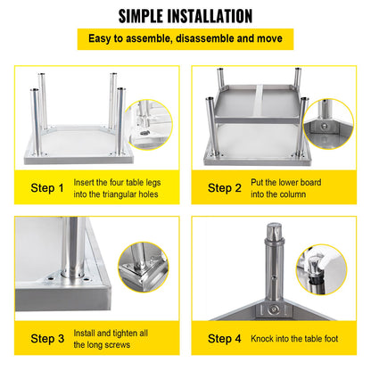 VEVOR Stainless Steel Equipment Grill Stand, 122 x 76 x 61cm Stainless Table, Grill