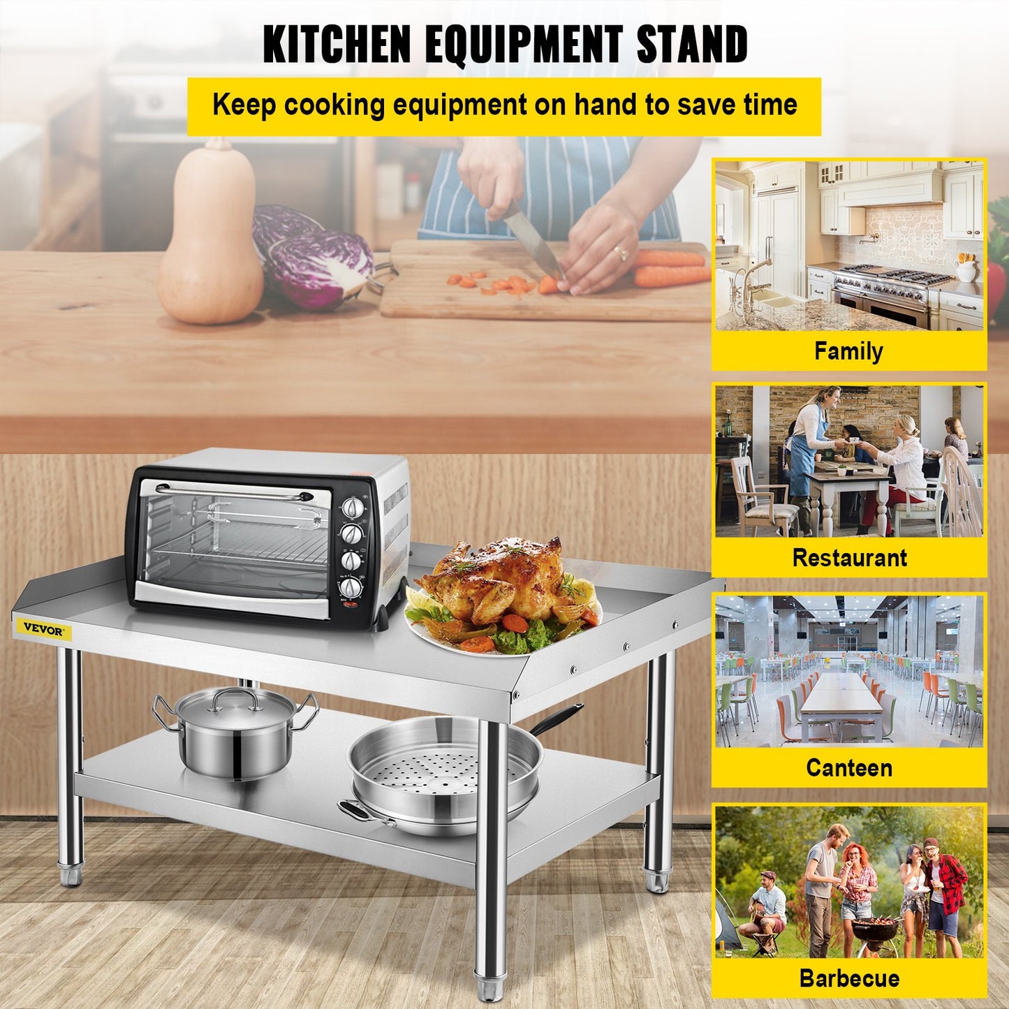 VEVOR Stainless Steel Equipment Grill Stand, 152x76x61 cm Stainless Table, Grill