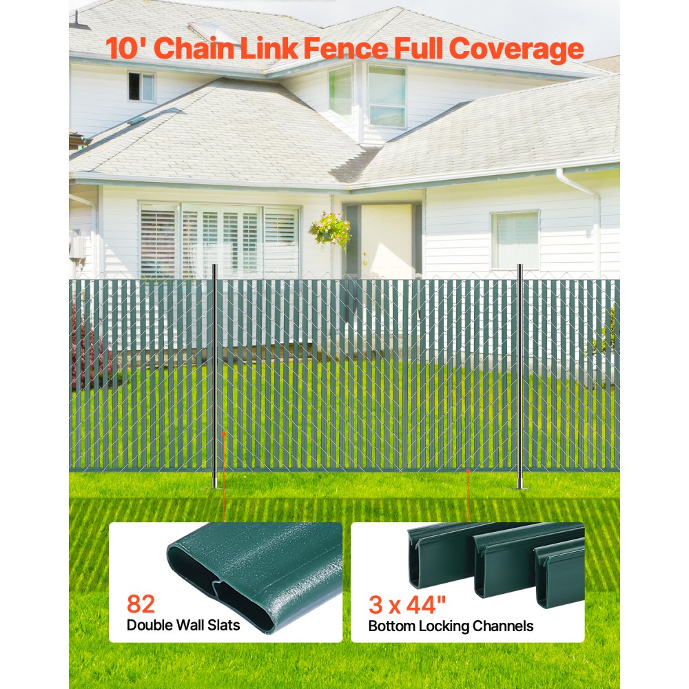 Chain Link Fence Privacy Slats Double-Wall for 1.2m High Fence Bottom Lock