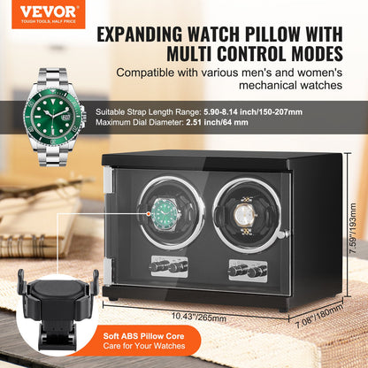 VEVOR Watch Winder, Dual Watch Winder for Men's and Women's Automatic Watch, with