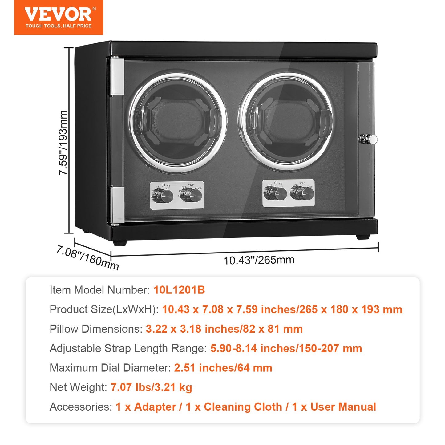 VEVOR Watch Winder, Dual Watch Winder for Men's and Women's Automatic Watch, with