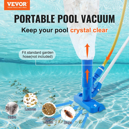 Portable Pool Vacuum Cleaner with 3 Brushes & 6-Section Pole for Pools & Spas