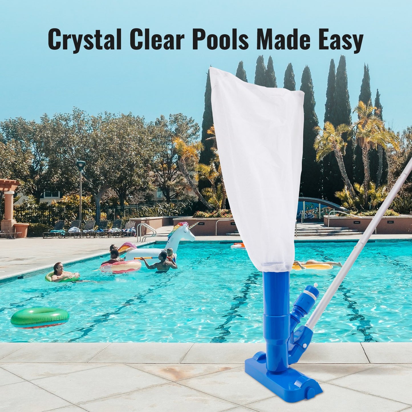 VEVOR Portable Pool Vacuum, Handheld Pool Vacuum Cleaner with 3 Scrub Brushes &