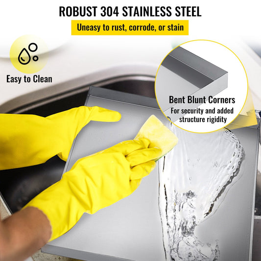 Stainless Steel Washing Machine Pan with Drain, 0.81m x 0.76m x 0.06m, 6.4kg