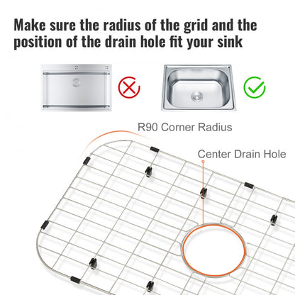 Sink Protector Grid For Kitchen Sink 26"x14" Stainless Steel Drain Rack
