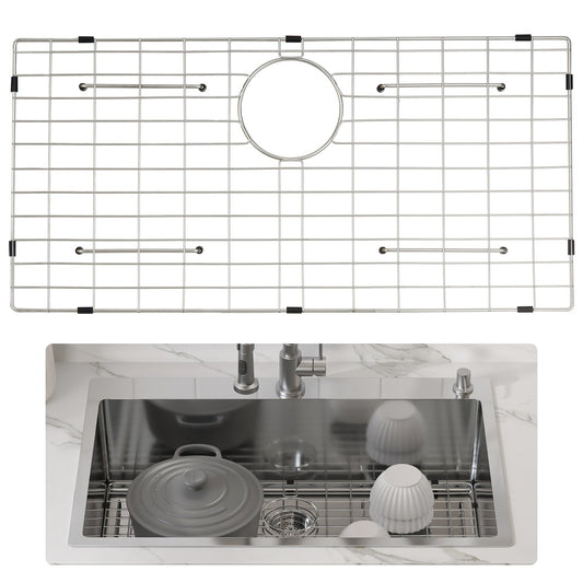 VEVOR Sink Protector Grid, 699x343 mm Stainless Steel Sink Grates, Rear Drain Sink
