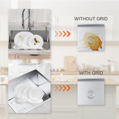 VEVOR Sink Protector Grid, 72.5x39.5 cm Stainless Steel Sink Grates, Centered Drain
