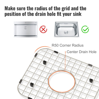 VEVOR Sink Protector Grid 2PCS, 13.7"x11.6" Stainless Steel Sink Grates, Centered