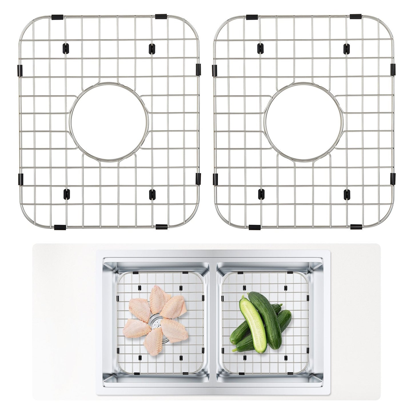 Stainless Steel Sink Bottom Grids, 2PCS, 0.35x0.29m for Kitchen Sinks