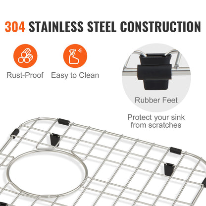 VEVOR Sink Protector Grid 2PCS, 13.3"x11.6" Stainless Steel Sink Grates, Rear Drain