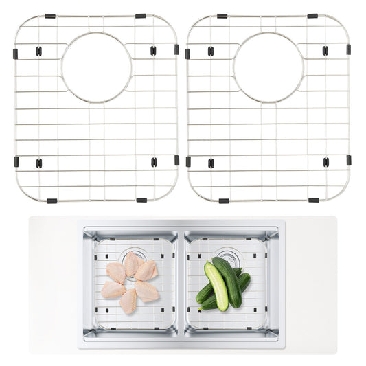 VEVOR Sink Protector Grid 2PCS, 13.3"x11.6" Stainless Steel Sink Grates, Rear Drain
