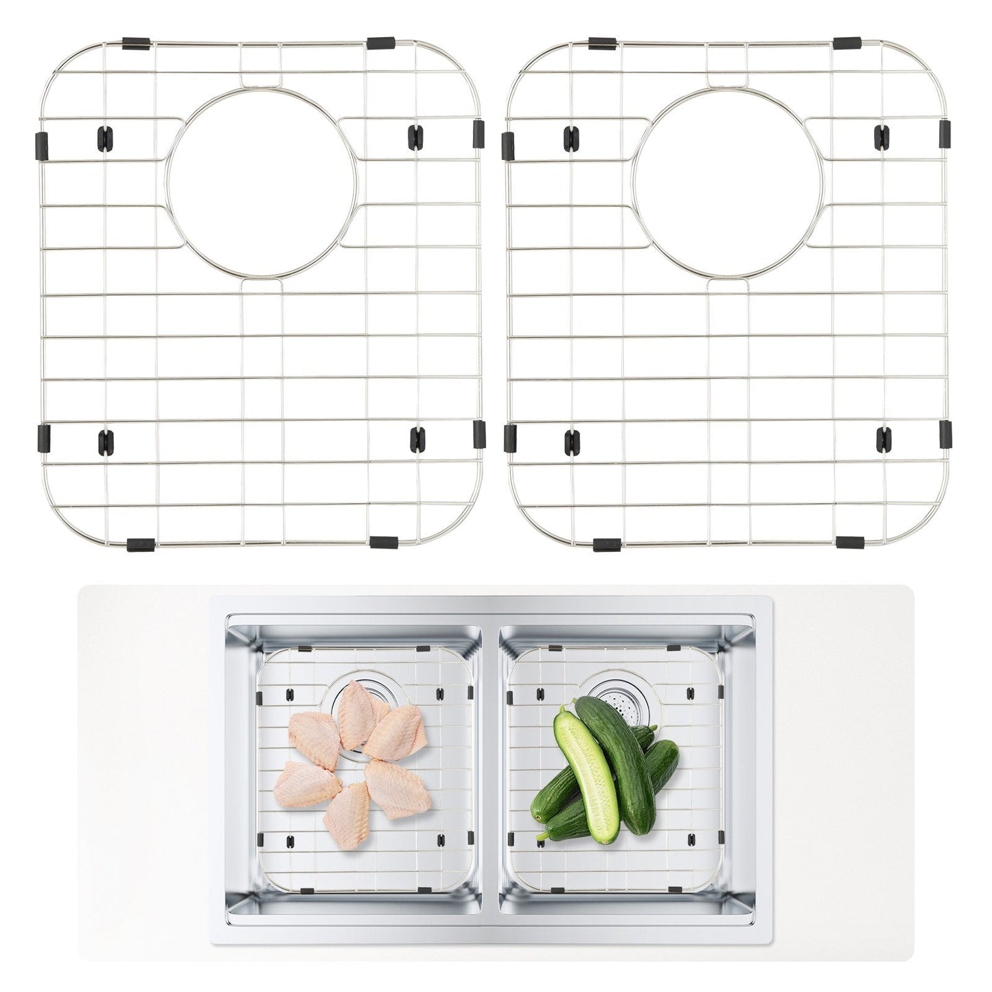 Stainless Steel Sink Protector Grids, 2 Pack, 0.33x0.29m, Universal Fit
