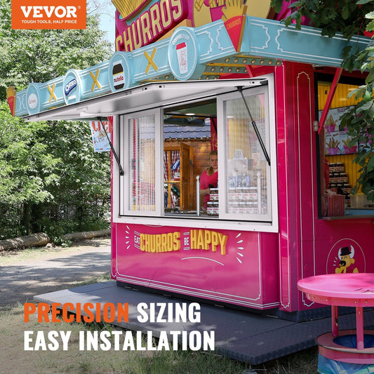 VEVOR food truck service window features an 85-degree awning door for convenient customer service