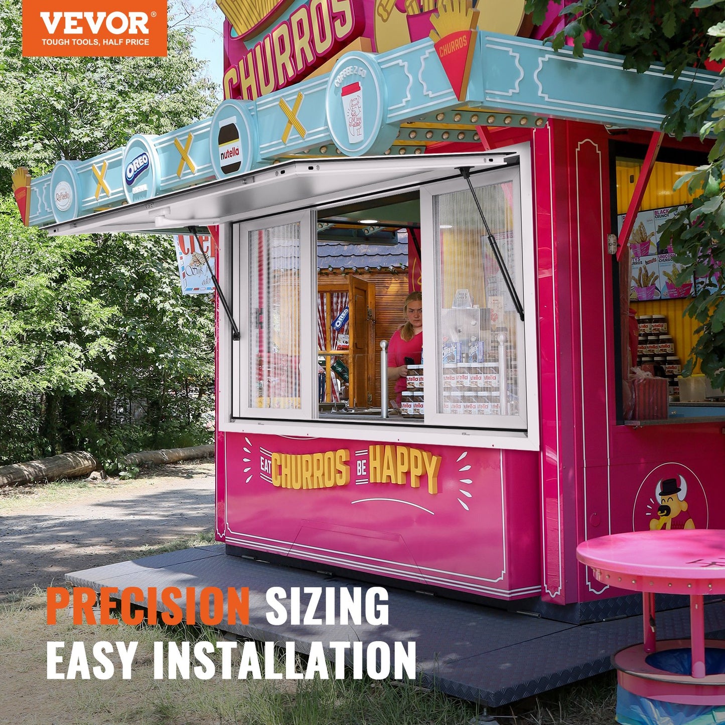 VEVOR Concession Window 152x91cm, Aluminum Alloy Food Truck Service Window with