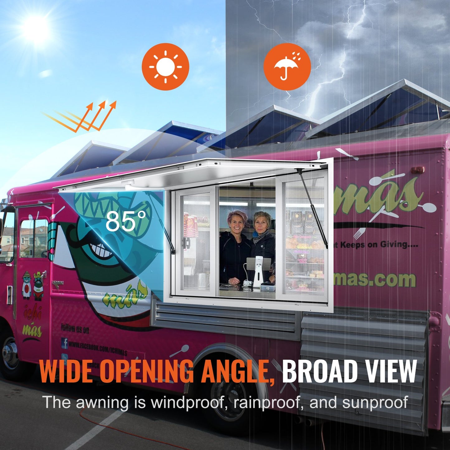 VEVOR Concession Window 152x91cm, Aluminum Alloy Food Truck Service Window with