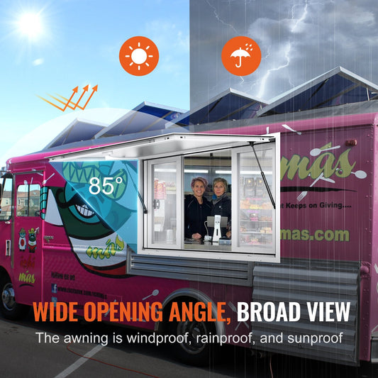 Aluminum Alloy Food Truck Window 1.52x0.91m with Awning & Sliding Panels