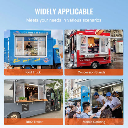 Concession Window for Food Truck, 1220x915 mm Aluminum Alloy Service Window, Up to 85 Degrees Serving Window with 4 Sliding Windows & Awning Door & Drag Hook, for Food Truck Concession Trailer