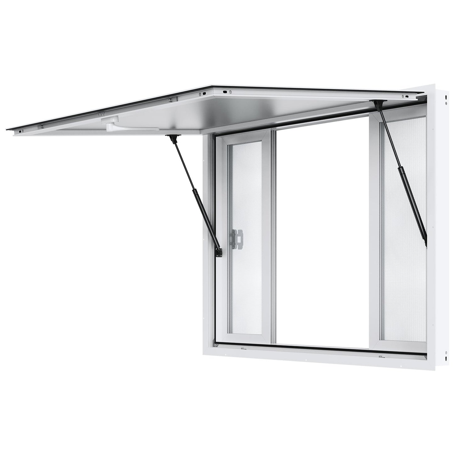 Concession Window for Food Truck, 1220x915 mm Aluminum Alloy Service Window, Up to 85 Degrees Serving Window with 4 Sliding Windows & Awning Door & Drag Hook, for Food Truck Concession Trailer