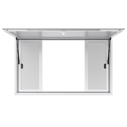 Concession Window 1524x915 mm, Aluminum Alloy Service Window for Food Truck, Up to 85 Degrees Stand Serving Window with 4 Sliding Windows, Awning Door, and Drag Hook, for Concession Trailers