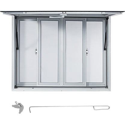 Food Truck Serving Window Awning with 4 Screens, 1.2m x 0.9m, 31kg Aluminum Frame