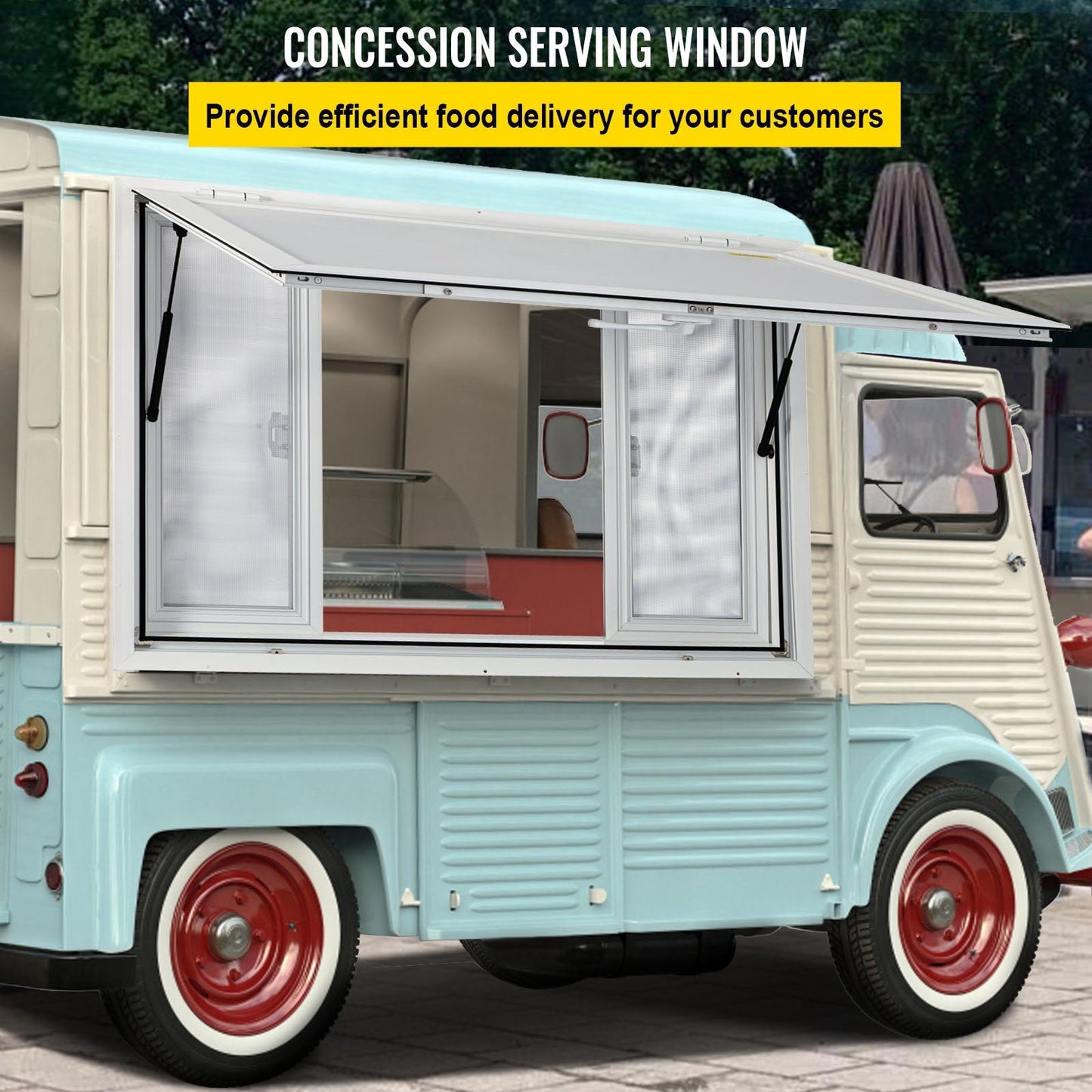 Concession Stand Food Truck Window Awning 1.5x0.9m with 4 Screens