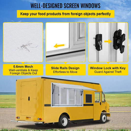 Concession Stand Food Truck Window Awning 1.5x0.9m with 4 Screens