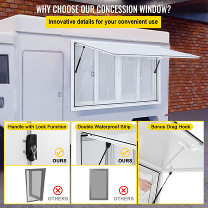 VEVOR Concession Stand Serving Window Food Truck Service Awning 60x36in
