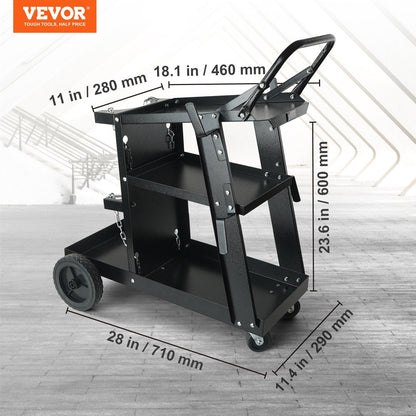 Heavy-Duty 3-Tier Welding Cart with 180 kg Capacity and Swivel Wheels